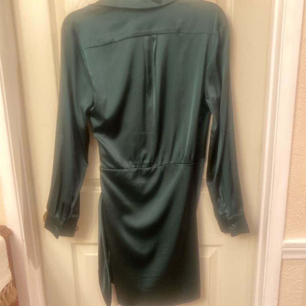 Dress Forum Green Asymmetrical Ruched Long Sleeve Dress - Picture 3 of 7